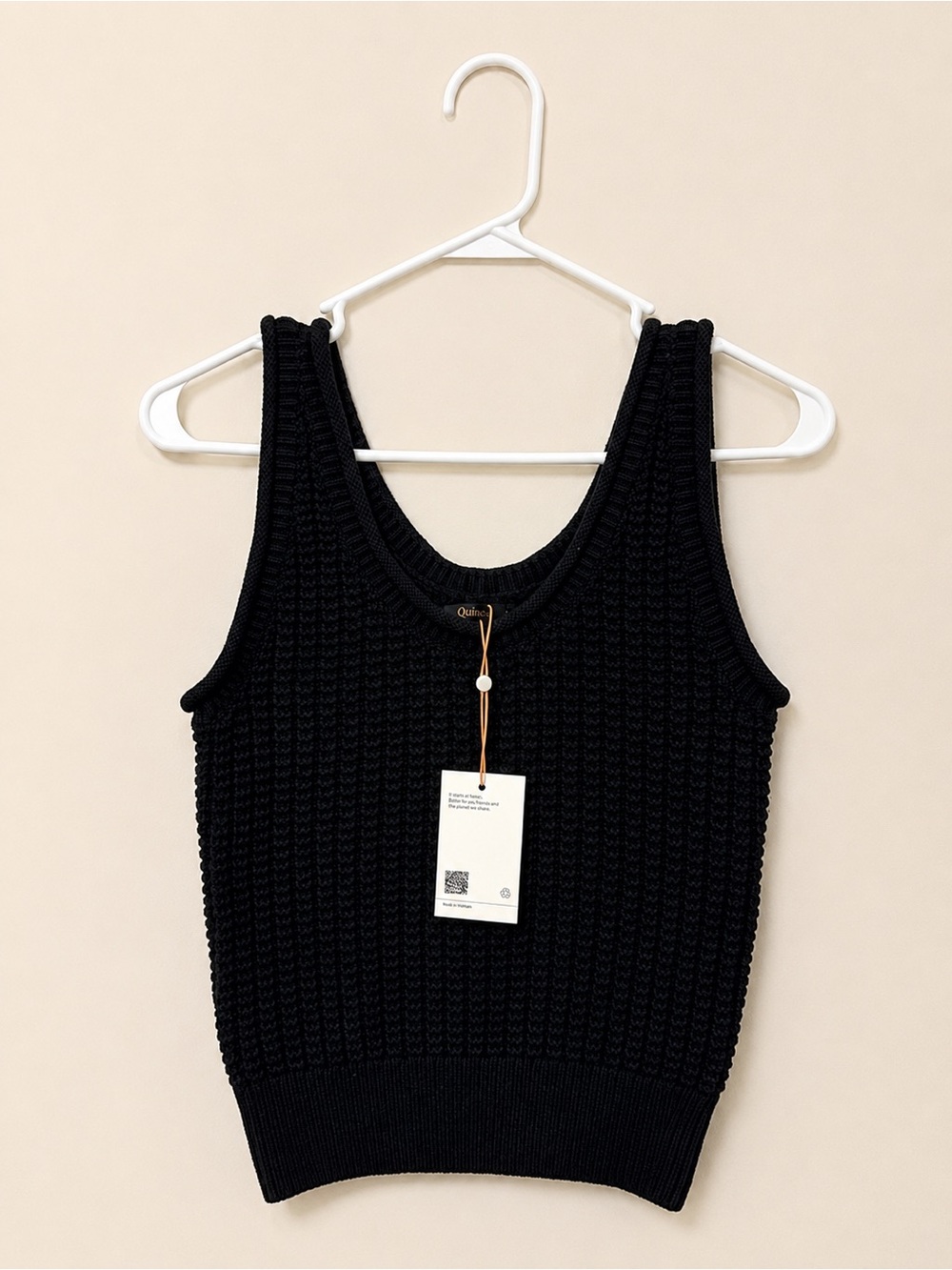 Quince Black Textured Knit Tank